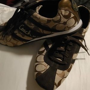 Coach brown/bronze logo sneakers